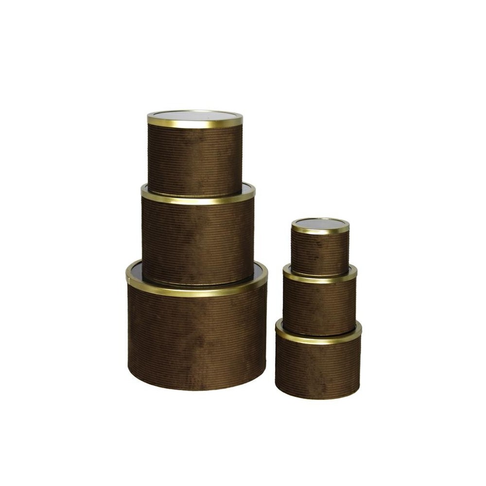 SET 6 SCATOLE MARRONI VELLUTO